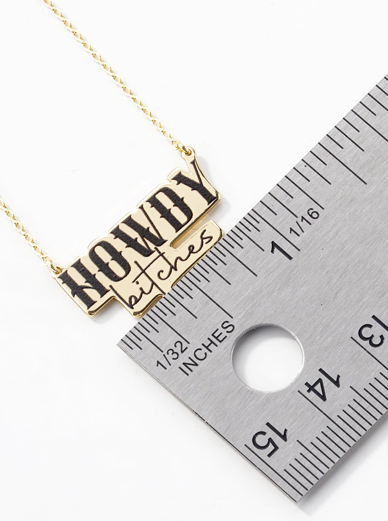 18k Gold Dipped Howdy Bitches Pendant Necklace