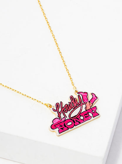 18k Gold Dipped Howdy Honey Printed Pendant Necklace