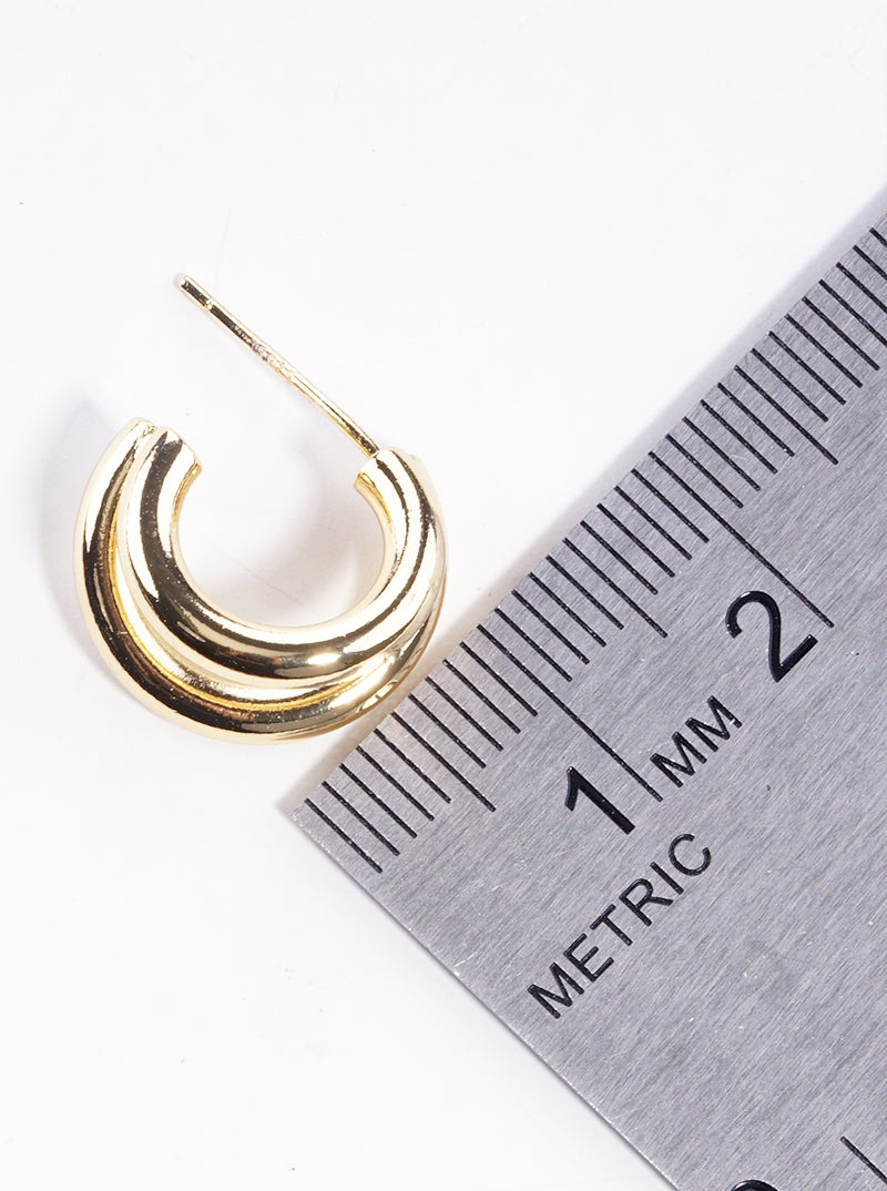 18k Gold Dipped Metal 15mm Double Open Hoop Earrings