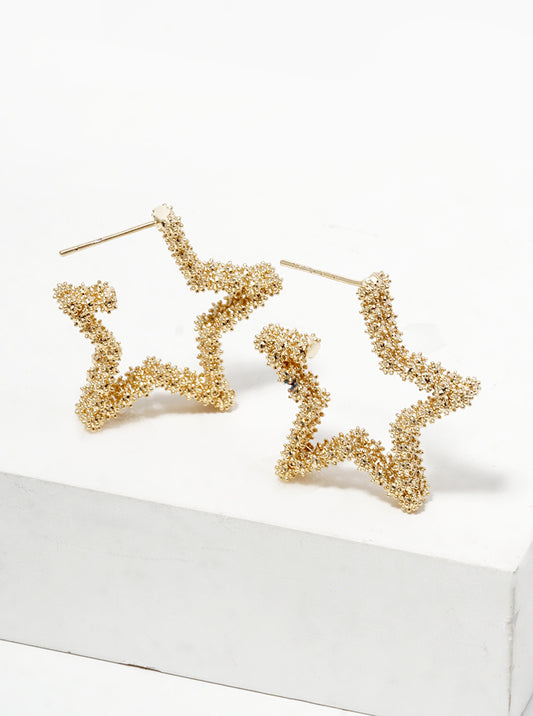 18k Gold Dipped Metal Star Shape Open Hoop Earrings