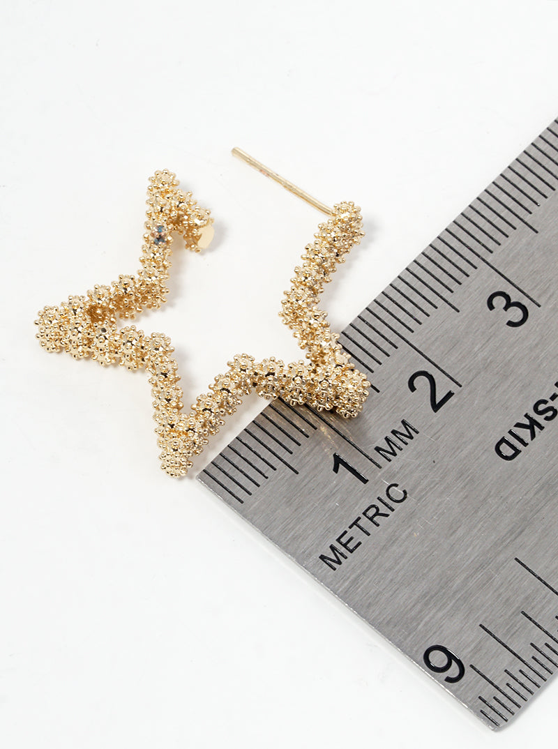 18k Gold Dipped Metal Star Shape Open Hoop Earrings