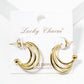 18k Gold Dipped Metal Tri Layered Open Hoop Earrings