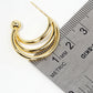 18k Gold Dipped Metal Tri Layered Open Hoop Earrings
