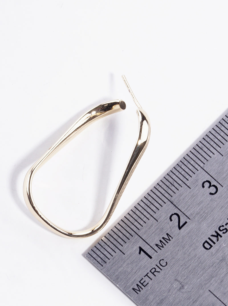 18k Gold Dipped Organic Shape 30mm Open Hoop Earrings