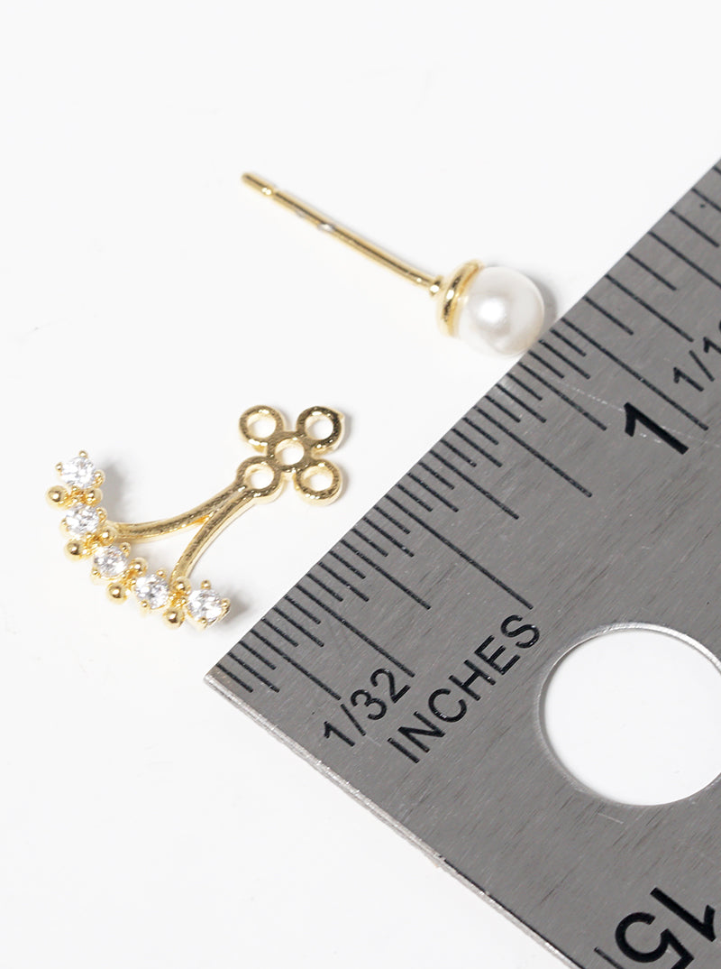 18k Gold Dipped Pearl CZ Pave Earring Jackets
