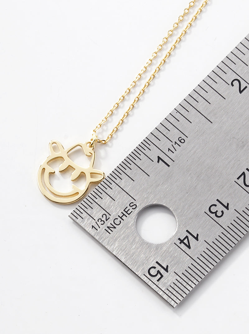 18k Gold Dipped Smiley Face Cowboy Pendant Necklace