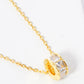White Gold Dipped Square CZ Wheel Shape Pendant Delicate Necklace