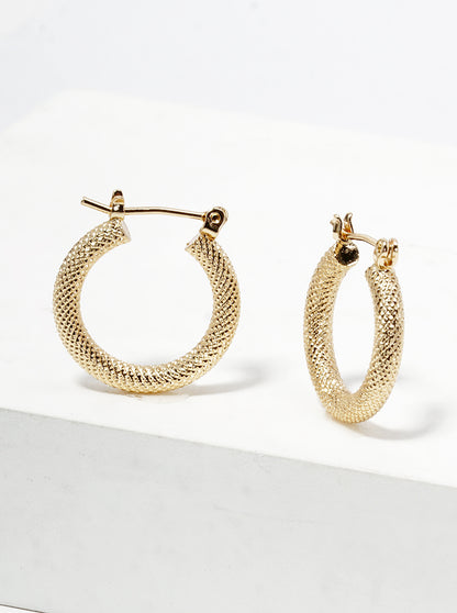 18k Gold Dipped Textured Bold 20mm Leverback Hoop Earrings
