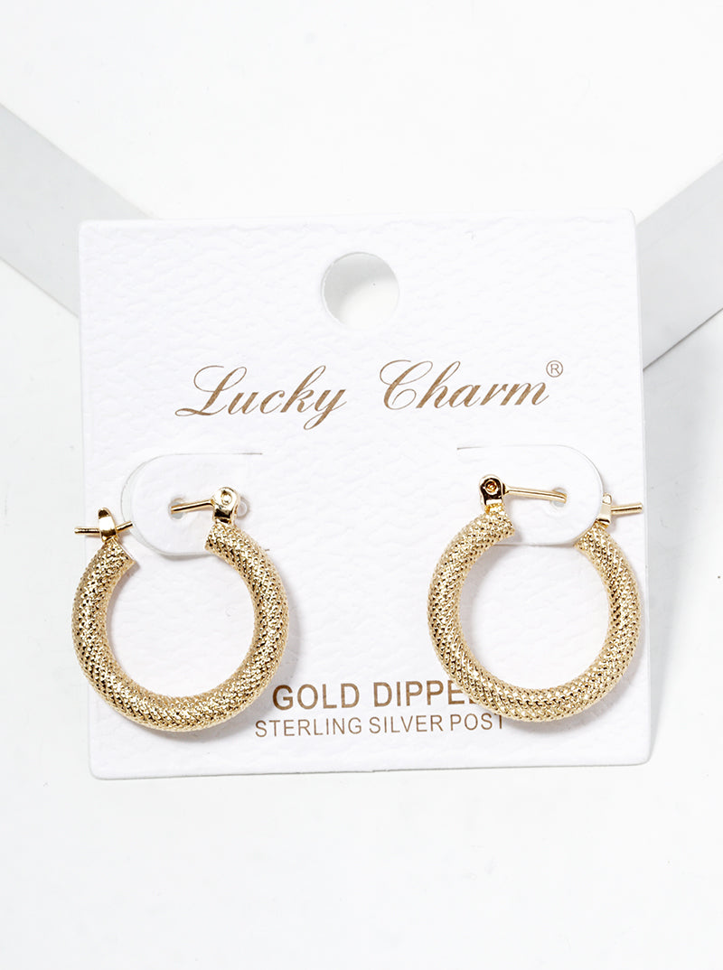 18k Gold Dipped Textured Bold 20mm Leverback Hoop Earrings