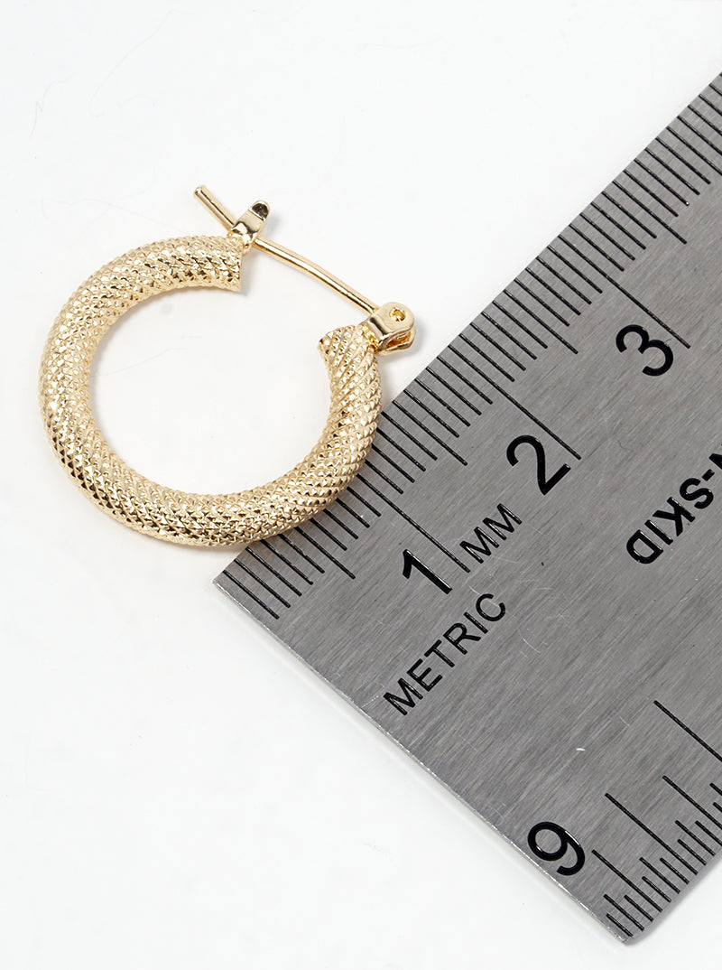 18k Gold Dipped Textured Bold 20mm Leverback Hoop Earrings