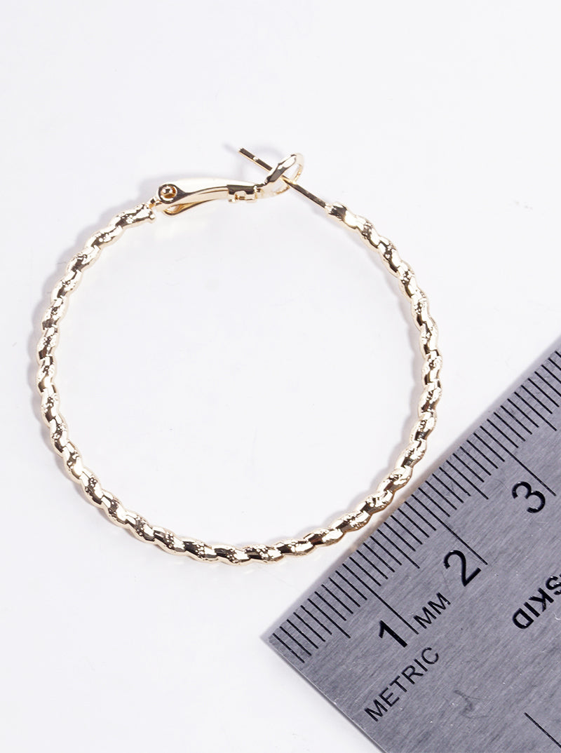 18k Gold Dipped Textured Metal 35mm Leverback Hoop Earrings