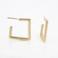 White Gold Dipped Textured Metal Square 20mm Open Hoop Earrings