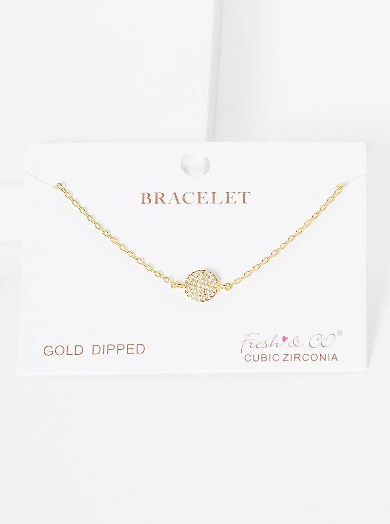 Minimalist Pavé Disc Charm Bracelet
