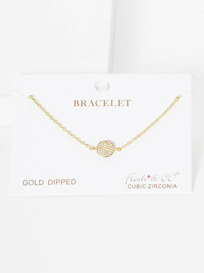 Minimalist Pavé Disc Charm Bracelet