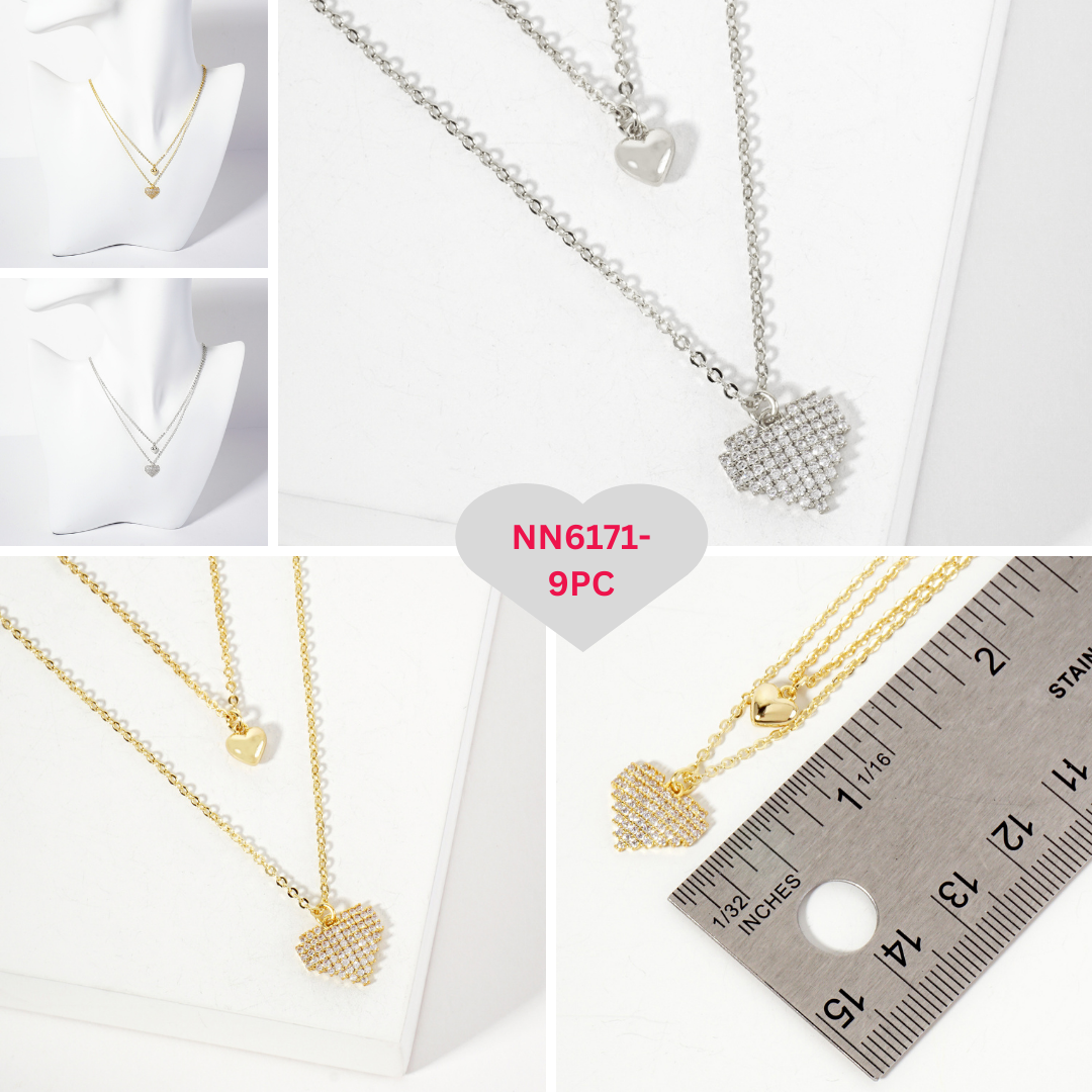Double Heart Pendant 18K-Gold-Dipped Layered Necklace
