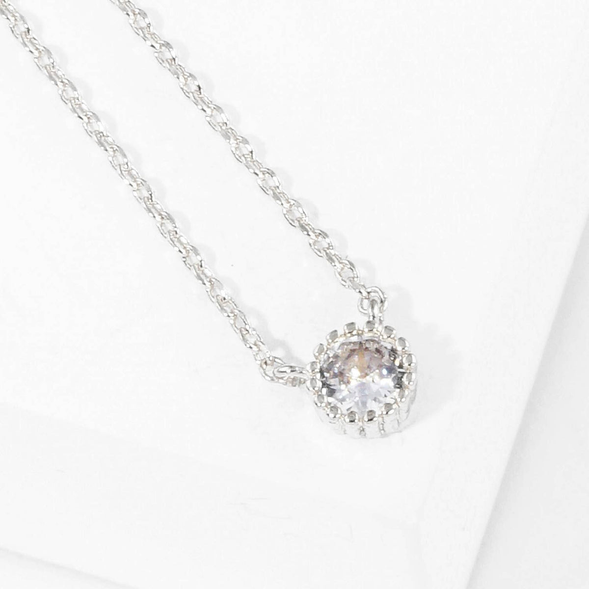 Minimalist Solitaire Cubic Zirconia Pendant Necklace
