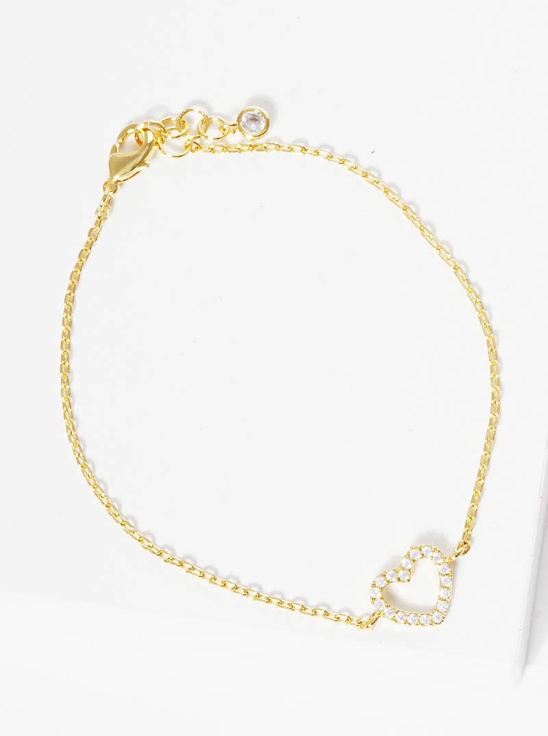 Dainty Pavé Heart Charm Bracelet