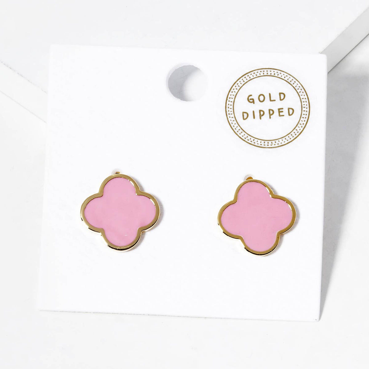 Pink Clover Stud Earrings