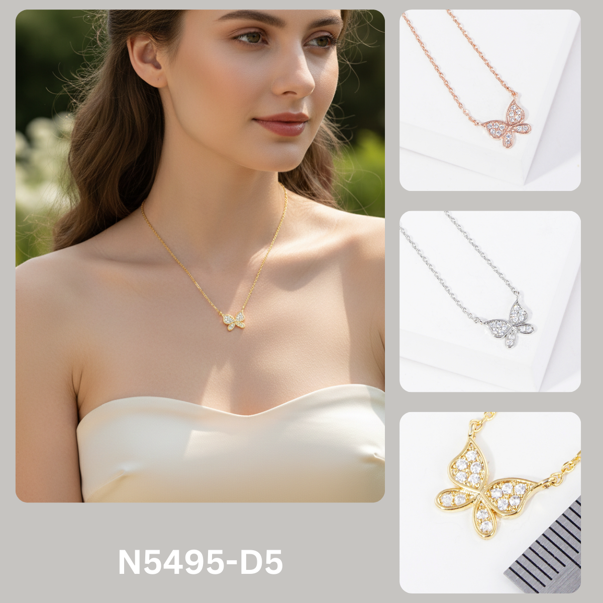 Pavé Crystal Butterfly Pendant Necklace