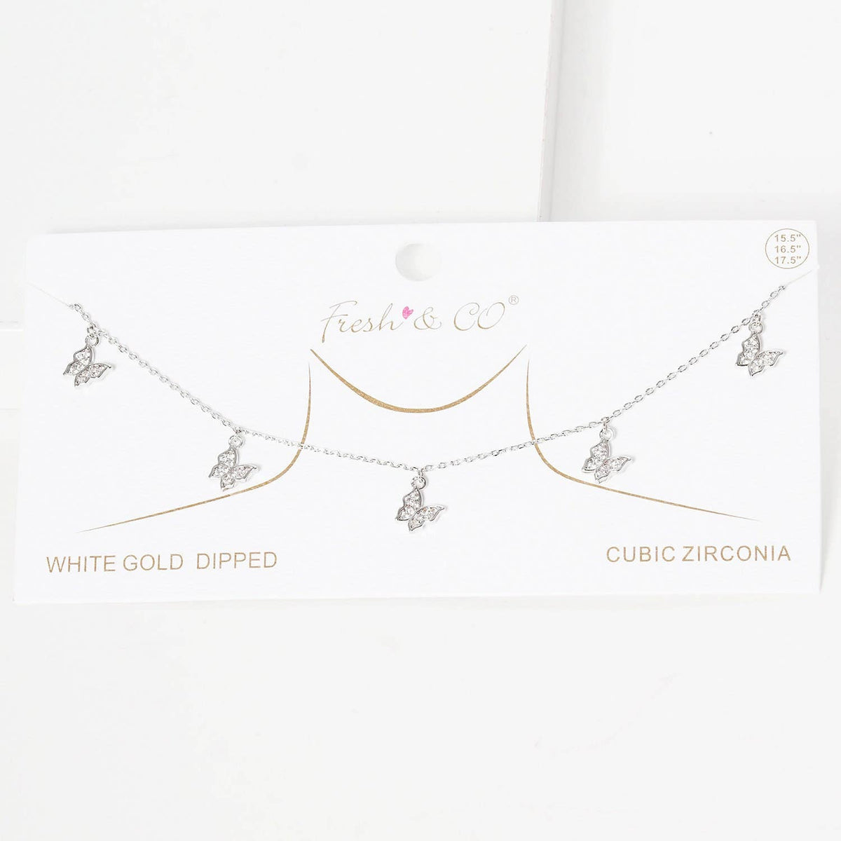 Gold Pave Butterfly Dangle Necklace