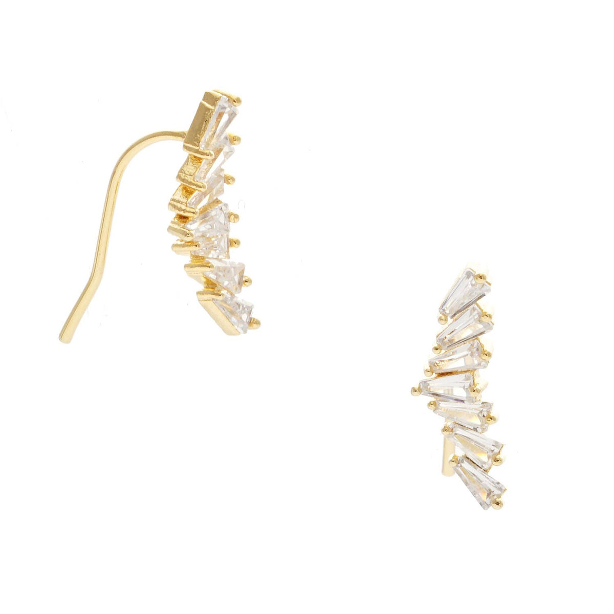 Cubic Zirconia Baguette Ear Crawlers