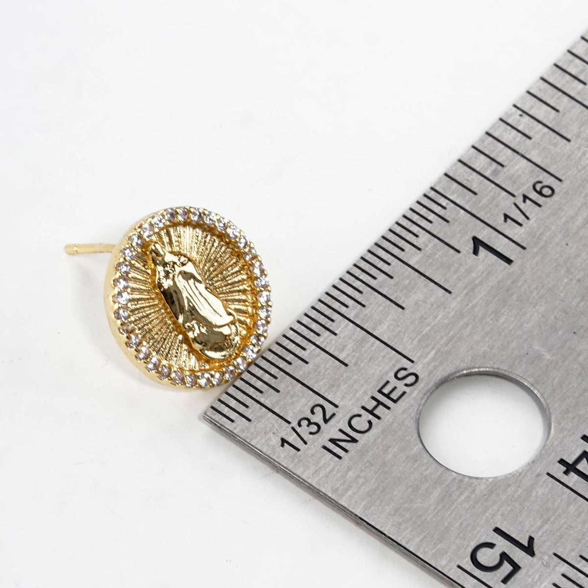 Dazzling Virgin Mary Oval Stud Earrings