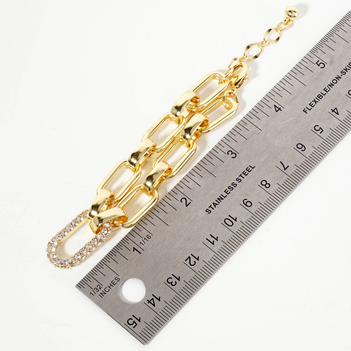 25mm CZ Stone Encrusted Link Accents Chain Bracelet