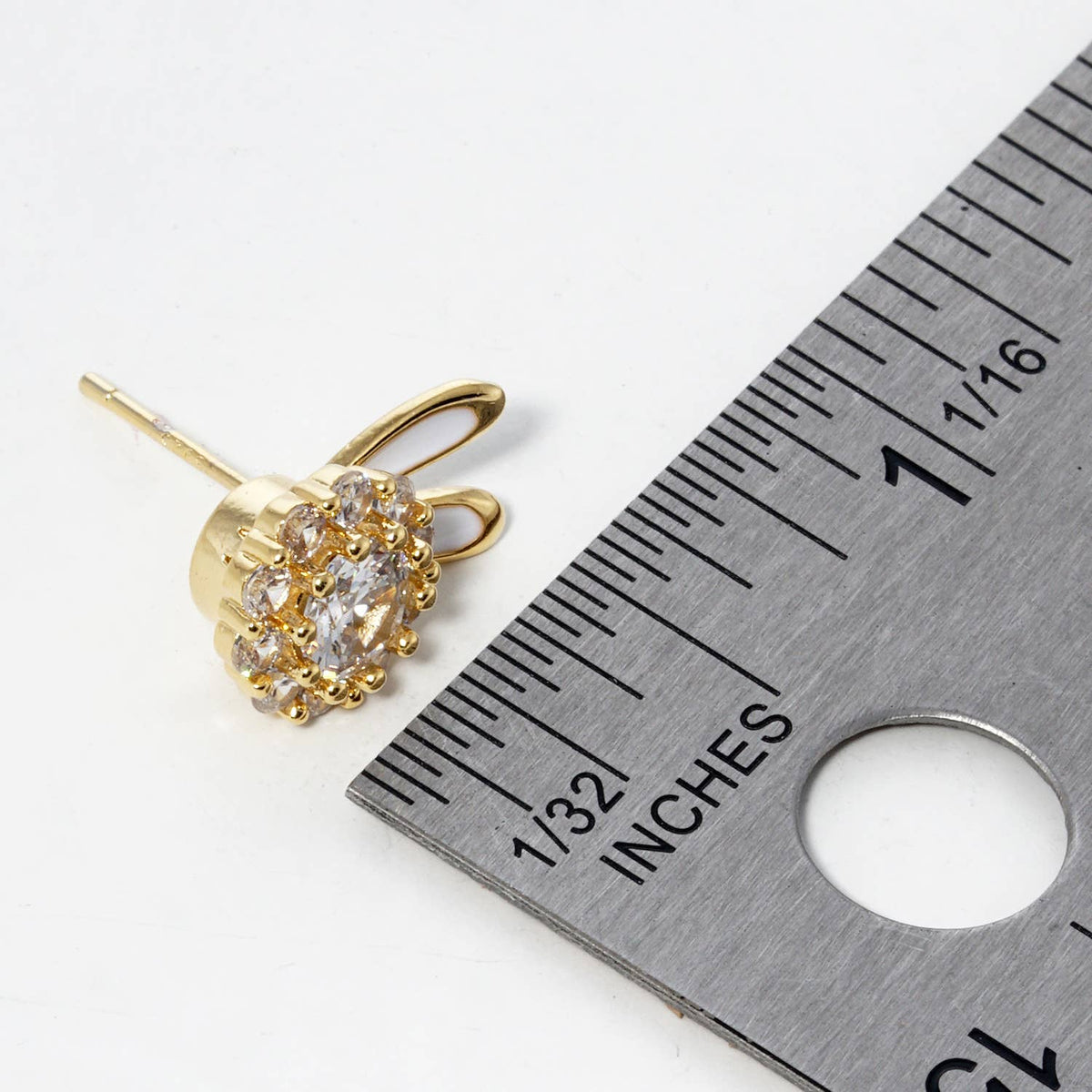 Cubic Zirconia Bunny Ear Stud Earrings