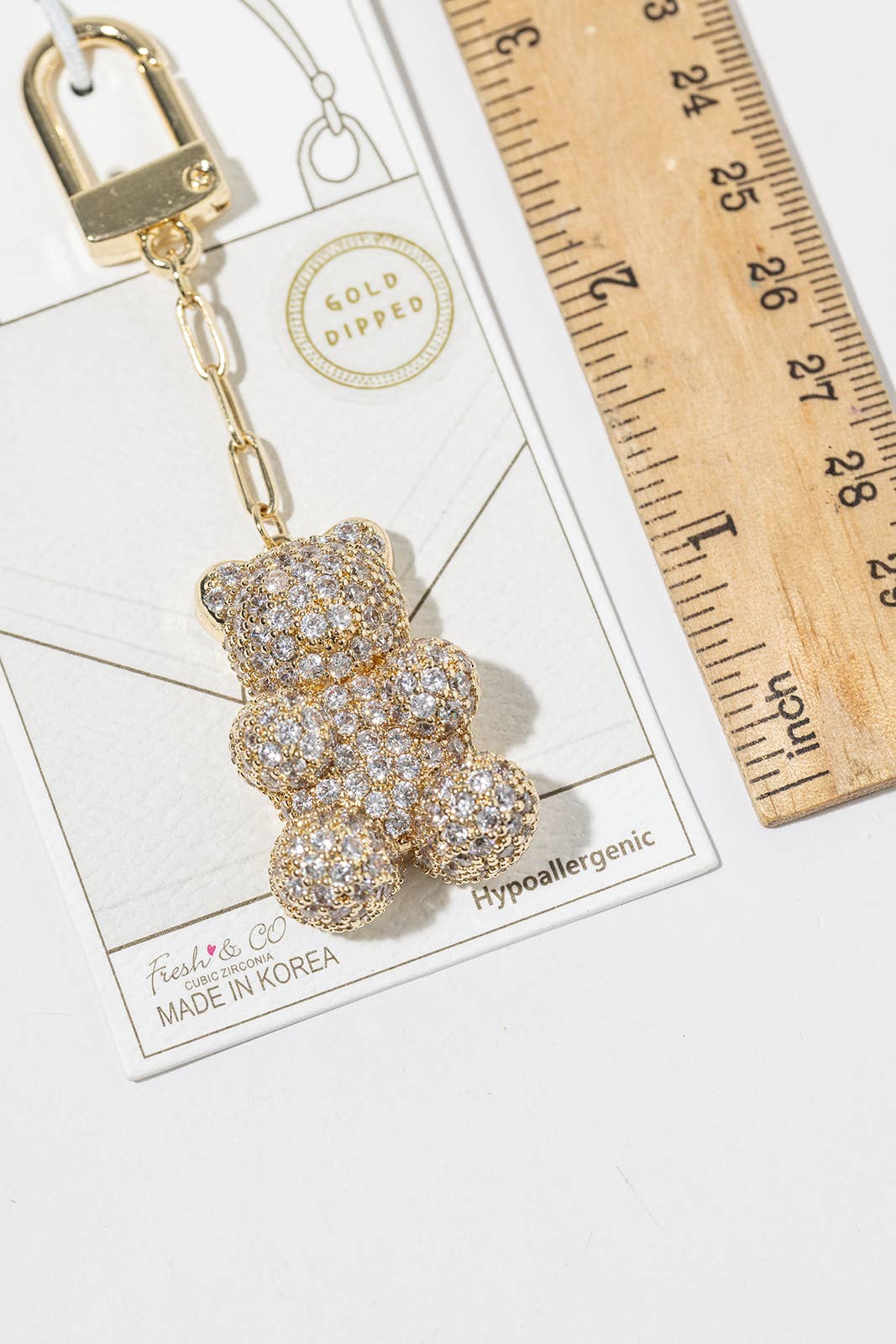 Cubic Zirconia Teddy Bear Bag Charm & Keychain