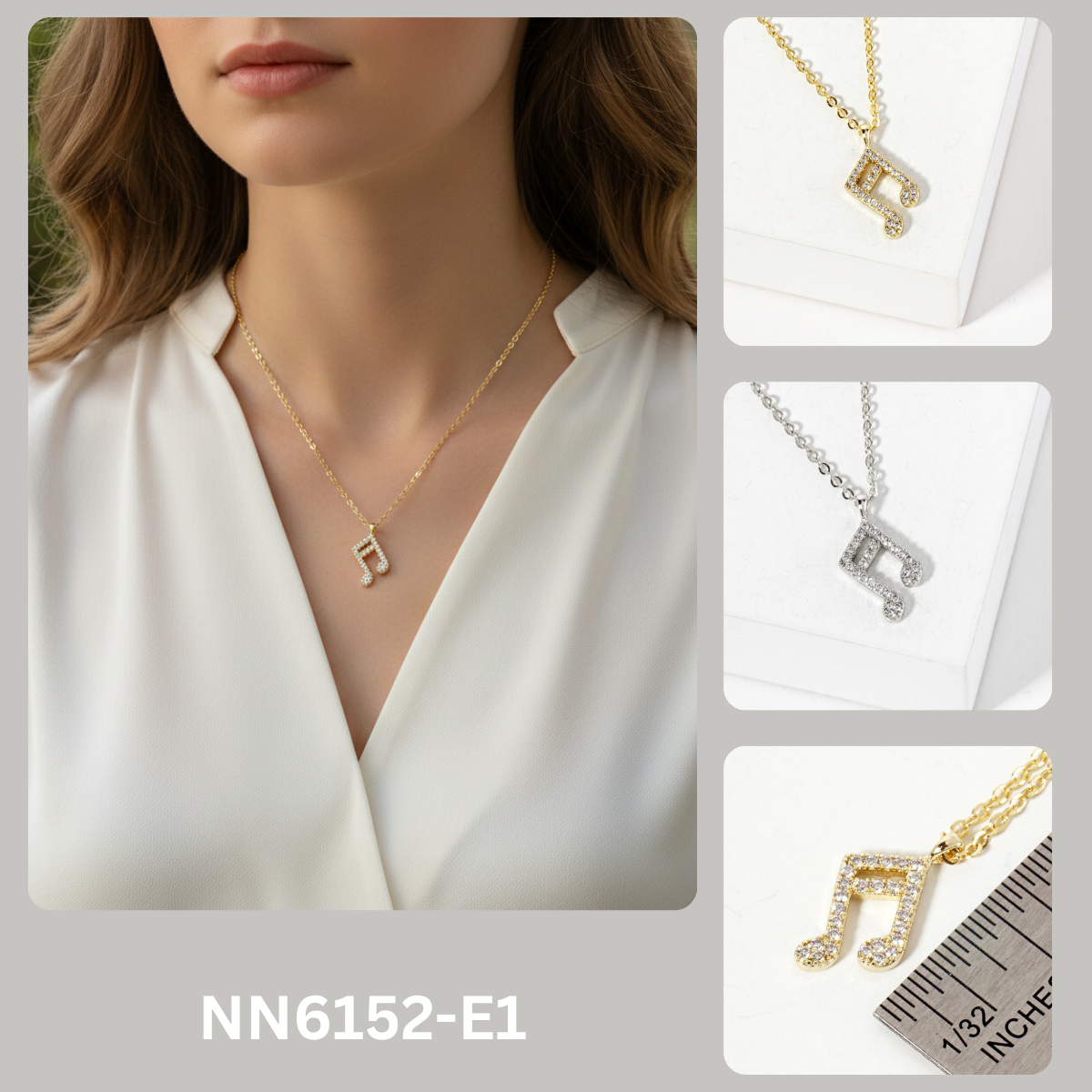 Musical-Note Pendant 18K-Gold-Dipped Necklace