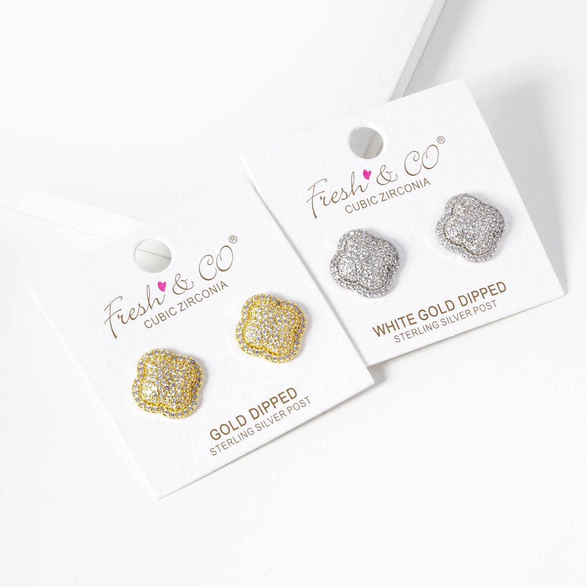 Dainty Pave Clover Stud Earrings