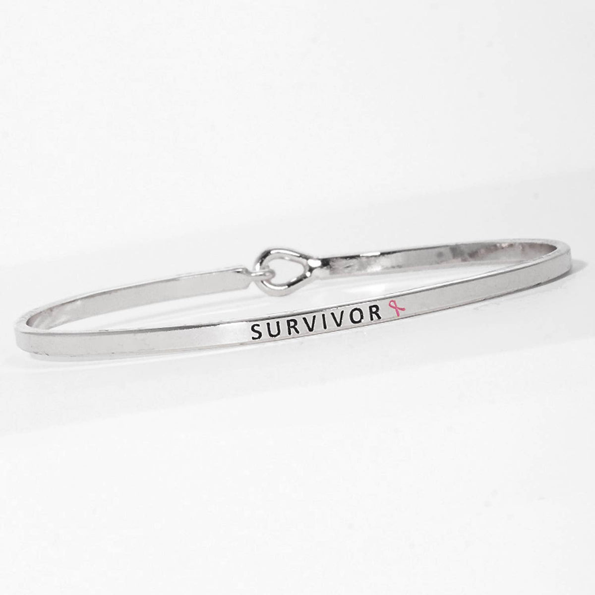 "SURVIVOR" Engraved Hook Clasp Bangle Bracelet