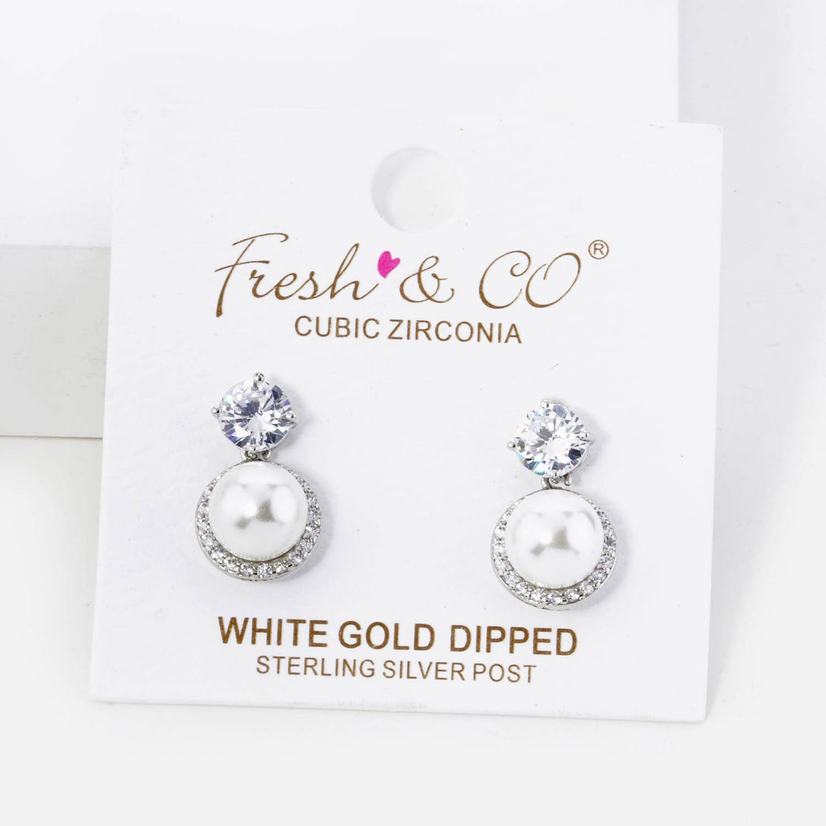 CUBIC ZIRCONIA PEARL DROP POST EARRINGS