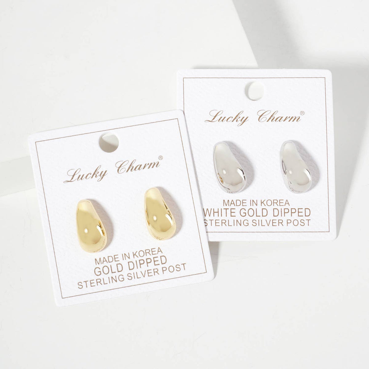 Polished Brass Teardrop-Shaped Stud Earrings