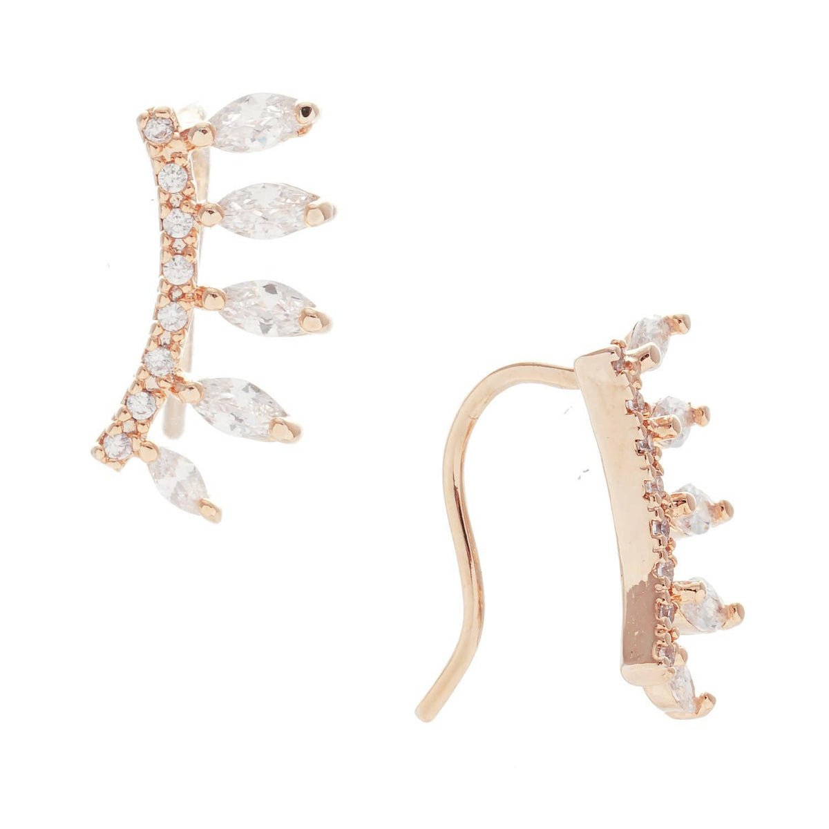 Gold Swarovski Crystal Curved Earrings