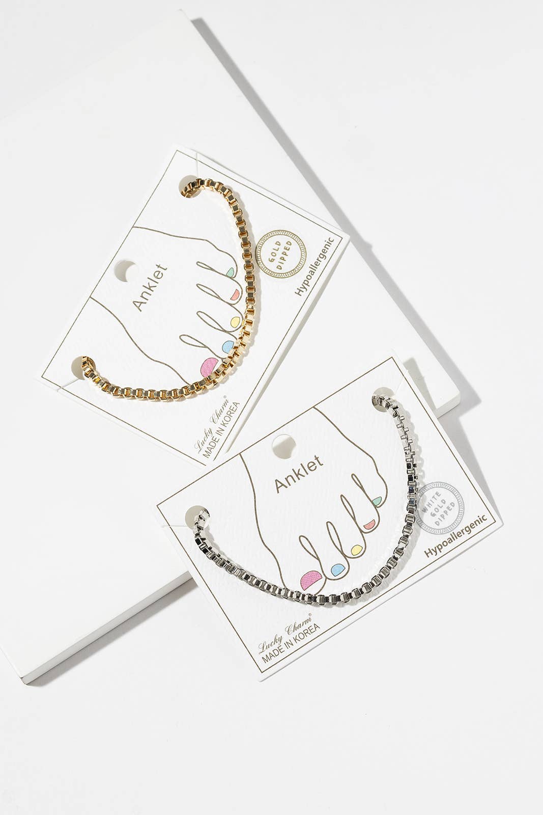 Gold & Silver Dipped Box Chain Anklet - Hypoallergenic Minim