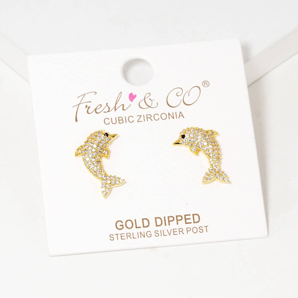 Dainty Pave Dolphin Stud Earrings
