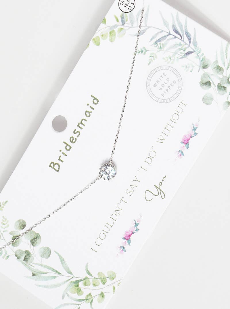 Bridesmaid Solitaire CZ Pendant Necklace