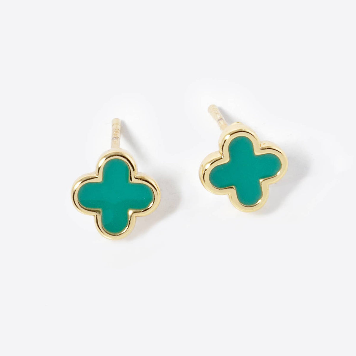 Dainty Clover Stud Earrings | Minimalist Lucky Four-Leaf