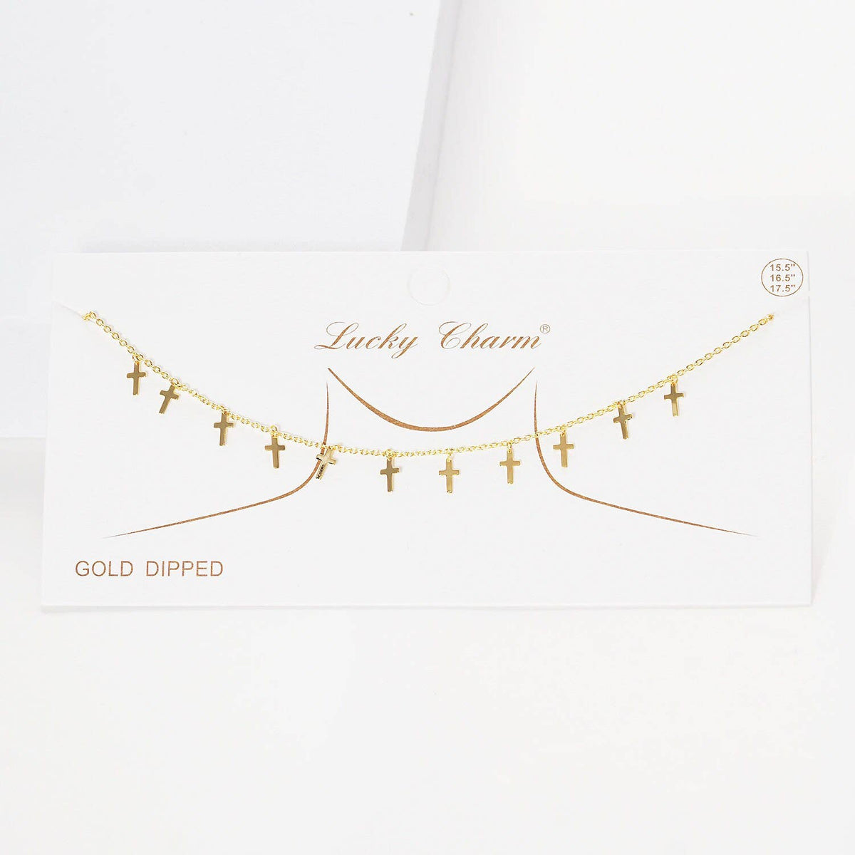 Gold Plated Chain w/ Dangling Crosses Necklace