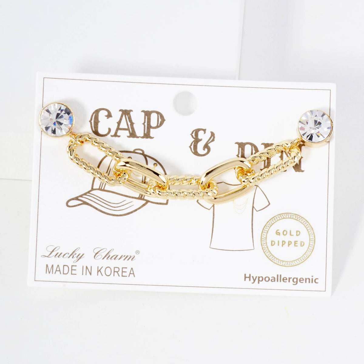 Crystal Chain Cap & Collar Pin