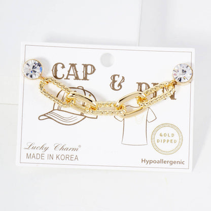 Crystal Chain Cap & Collar Pin