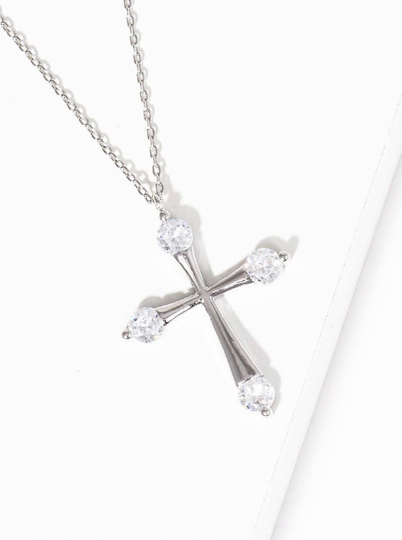 Round Baguette Cut Cross Necklace