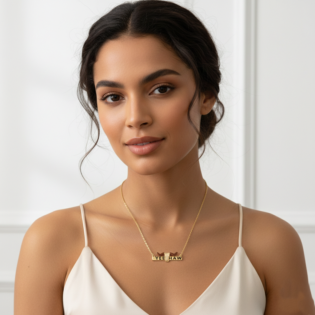 "Yee Haw" Longhorn Bar Necklace
