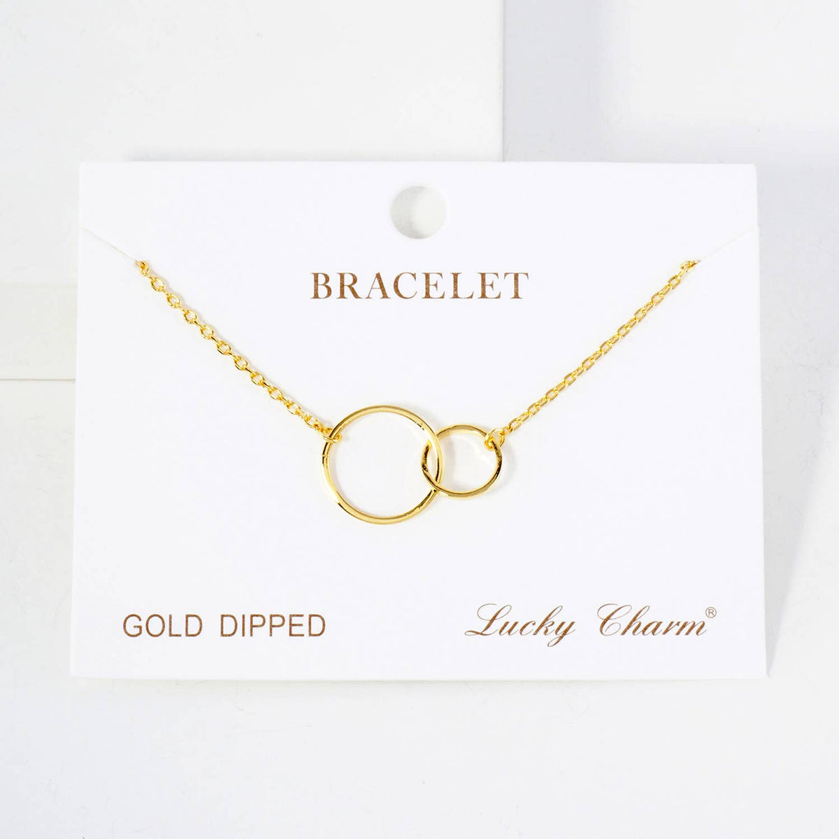 Polished Brass Interlocking-Circle Chain Bracelet