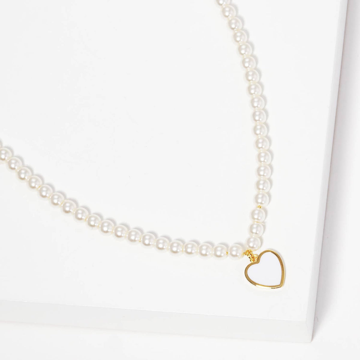 Gold Plated Heart Pearl Necklace