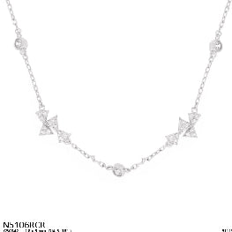 Geometric Triangle & Bezel CZ Station Charm Necklace