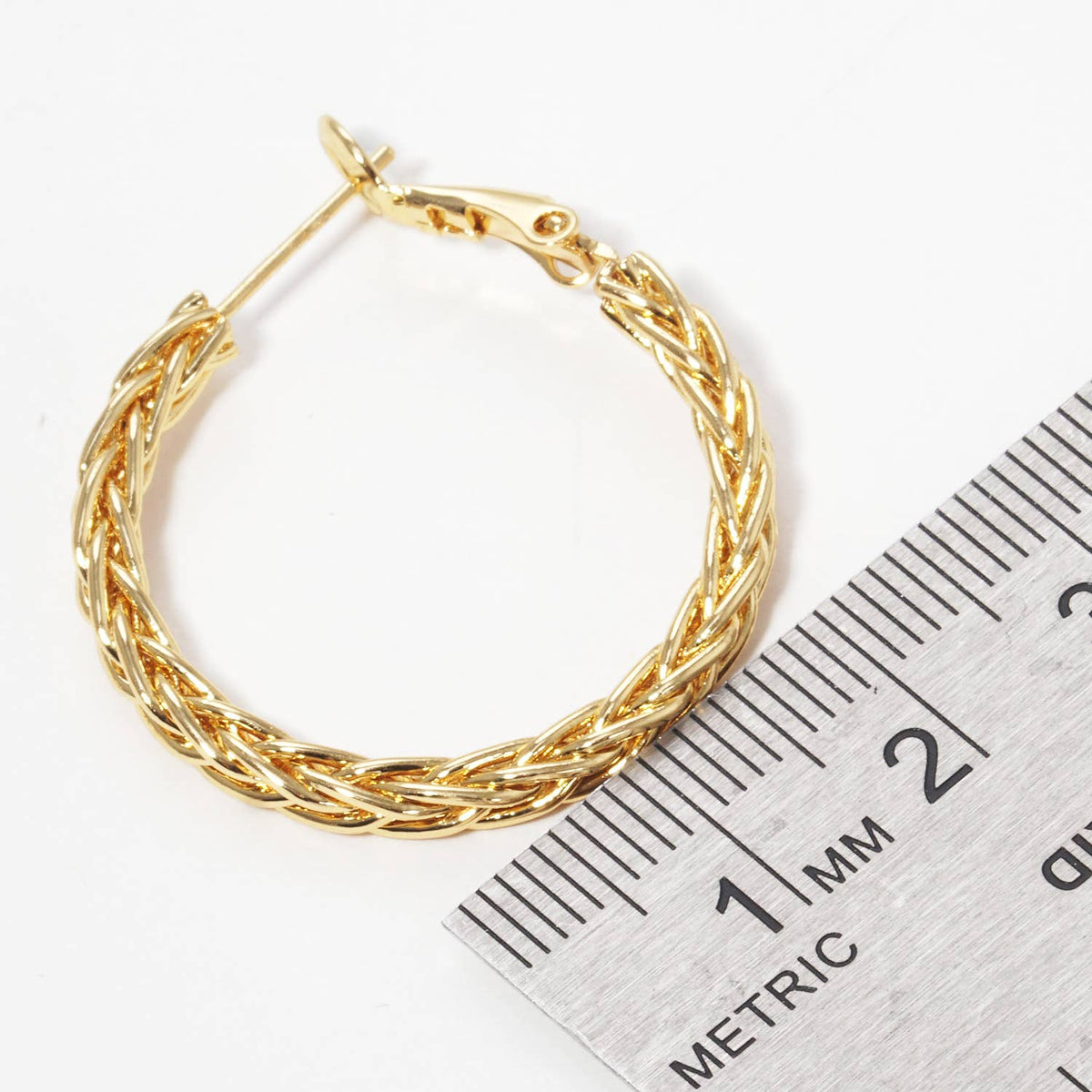 Gold Plated Twisted Braided Hoop Earrings