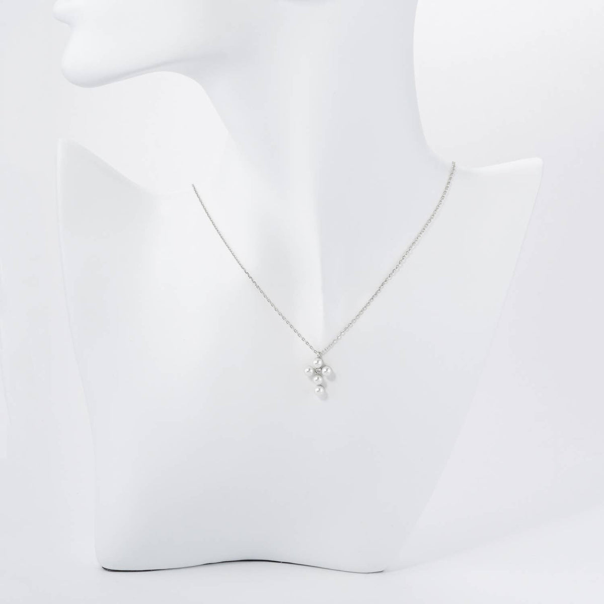 Gold Dipped Pearl & Cubic Zirconia Cross Charm Necklace