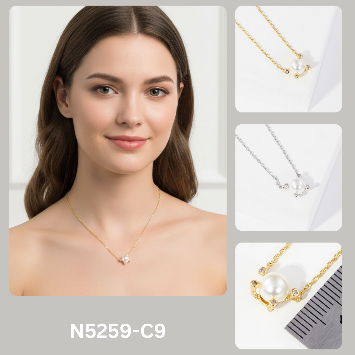 Minimalist Pearl and CZ Accented Pendant Necklace